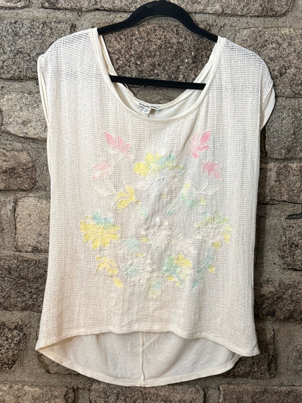 American Eagle Outfitters Pastel Floral Embroidery Tank Top